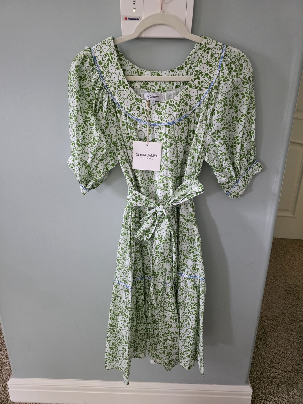 Olivia James Green Floral Tie-Waist Midi Dress